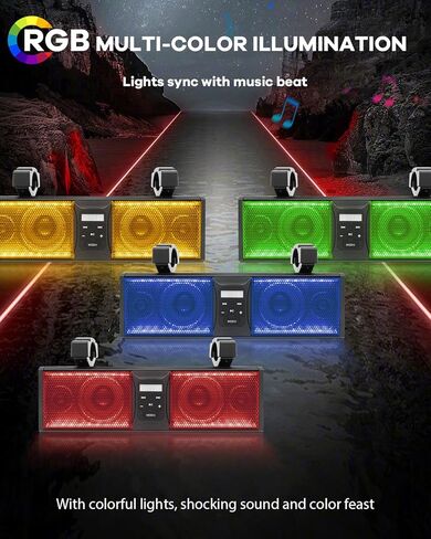 شريط صوت عالمي مقاس 16 بوصة ATV UTV لعربة الجولف، صوت بلوتوث، 6 مكبرات صوت، منفذ USB، إضاءة متعددة الألوان، شريط صوت بلوتوث لعربة الجولف/ATV/UTV/Marine لشريط رول 1.75-2.25 بوصة in Kuwait