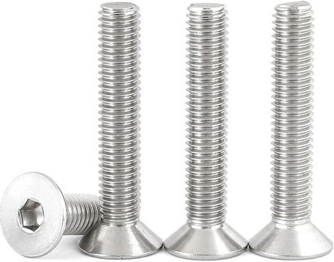 M4 Flat Head Screw, 50Pcs M4-0.7x8mm Flat Head Cap Screws and Bolts, 304 Stainless Steel, Machine Bolts,Full Thread,Allen Socket Drive,Bright Finish,Quantity 50 (M4x8mm) in Saudi Arabia