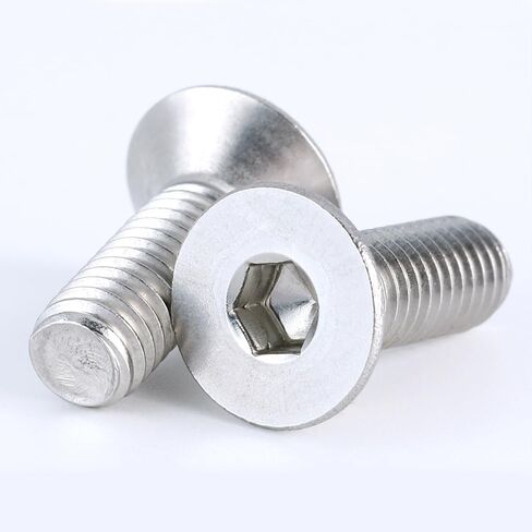 M4 Flat Head Screw, 50Pcs M4-0.7x8mm Flat Head Cap Screws and Bolts, 304 Stainless Steel, Machine Bolts,Full Thread,Allen Socket Drive,Bright Finish,Quantity 50 (M4x8mm) in Kuwait