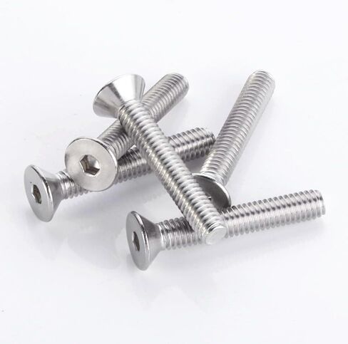 M4 Flat Head Screw, 50Pcs M4-0.7x8mm Flat Head Cap Screws and Bolts, 304 Stainless Steel, Machine Bolts,Full Thread,Allen Socket Drive,Bright Finish,Quantity 50 (M4x8mm) in Saudi Arabia
