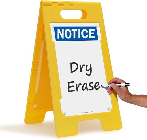 SmartSign 25 × 12 بوصة "إشعار" لافتة أرضية قابلة للطي على الوجهين، مسح جاف، بلاستيك بولي بروبيلين مطبوع رقميًا، متعدد الألوان in Kuwait