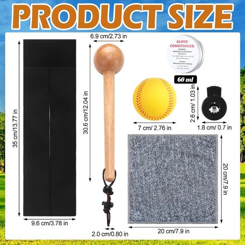 5 Pcs Baseball Glove Break in Kit Include Solid Construction Glove Mallet Practice Ball Wrap Band Glove Conditioner Cleaning Cloth for Adult Kids Youth Softball Baseball Catcher Accessories in Saudi Arabia