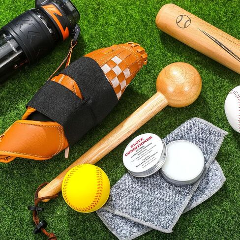 5 Pcs Baseball Glove Break in Kit Include Solid Construction Glove Mallet Practice Ball Wrap Band Glove Conditioner Cleaning Cloth for Adult Kids Youth Softball Baseball Catcher Accessories in Saudi Arabia