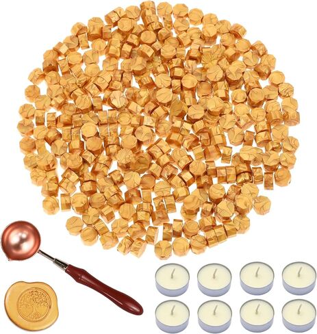 TRINIDa Wax Seal Kit, Wax Seal Stamp Kit with 24 Colors 624 Pcs Wax Seal Beads, Sealing Wax Warmer, Envelopes, Candles, Wax Stamp, Metallic Pen for Gift and Decoration in Saudi Arabia