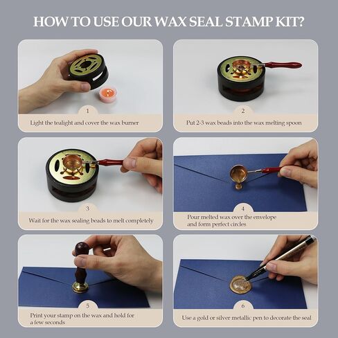 TRINIDa Wax Seal Kit, Wax Seal Stamp Kit with 24 Colors 624 Pcs Wax Seal Beads, Sealing Wax Warmer, Envelopes, Candles, Wax Stamp, Metallic Pen for Gift and Decoration in Saudi Arabia