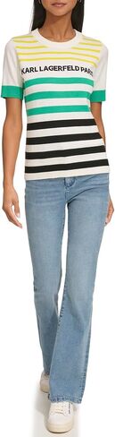 Karl Lagerfeld Paris Women's Multi Color Stripe Logo Sweater in Saudi Arabia
