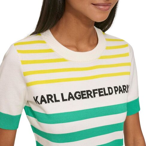 Karl Lagerfeld Paris Women's Multi Color Stripe Logo Sweater in Saudi Arabia