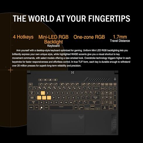 ASUS TUF 15.6 i7 RTX 4070 Premium Gaming Laptop, 15.6" FHD 1920 * 1080 144Hz, Intel i7-13620H (Beats Intel i9-12900), NVIDIA GeForce RTX 4070, 64GB DDR5, 4TB SSD, RGB Backlit Keyboard, Windows 11 Pro in Kuwait