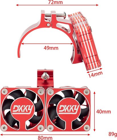 DKKY RC Motor Cooling Fan Heatsink 47-51mm Adjustable 15000 RPM for 1/5 1/8 ARRMA Infraction, Felony, Limitless and Axial 1717 4985 Motor, Red in Saudi Arabia