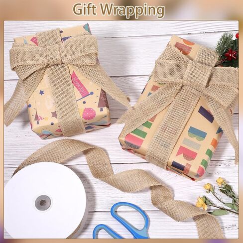 Burlap Ribbon 20 Yards 1-1/2 Inch Natural Jute Ribbon for Bows Wreaths Crafts Flower Bouquet Gift Wrapping Wedding Decoration in Saudi Arabia