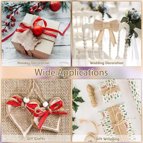 Burlap Ribbon 20 Yards 1-1/2 Inch Natural Jute Ribbon for Bows Wreaths Crafts Flower Bouquet Gift Wrapping Wedding Decoration in Saudi Arabia