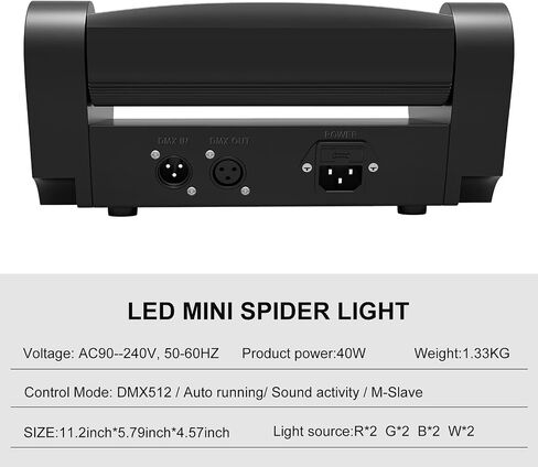 Spider Moving Head DJ Light, 8 LEDs Beam Stage Lights RGBW, Sound Activated/DMX-512 Control for Party, Church, Event, Concert Club Event Lighting in Saudi Arabia