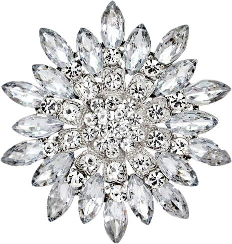 All-Match Accessories Brooches Wedding Bridal Big Crystal Rhinestone Bouquet Brooch Pin for Women in Saudi Arabia