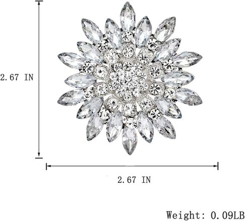 All-Match Accessories Brooches Wedding Bridal Big Crystal Rhinestone Bouquet Brooch Pin for Women in Saudi Arabia