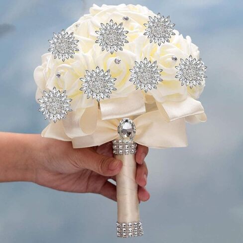 All-Match Accessories Brooches Wedding Bridal Big Crystal Rhinestone Bouquet Brooch Pin for Women in Saudi Arabia
