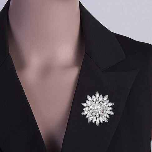 All-Match Accessories Brooches Wedding Bridal Big Crystal Rhinestone Bouquet Brooch Pin for Women in Saudi Arabia