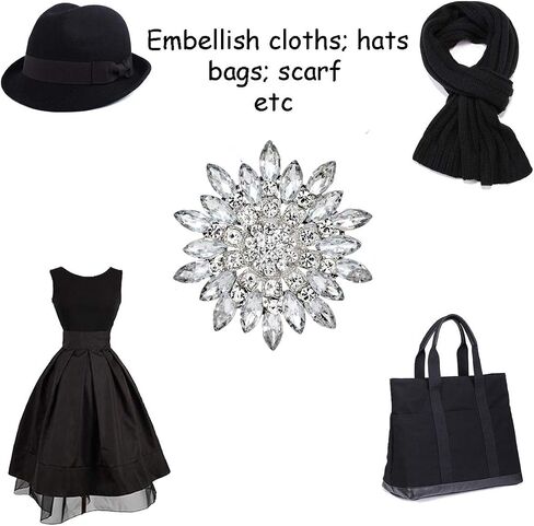 All-Match Accessories Brooches Wedding Bridal Big Crystal Rhinestone Bouquet Brooch Pin for Women in Saudi Arabia