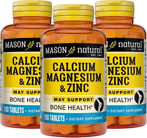 Mason Natural Calcium Magnesium & Zinc - Supports Healthy Bones, Enhances Muscle and Nerve Function, Immune System Booster, 100 Tablets (Pack of 3) in Saudi Arabia