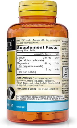 Mason Natural Calcium Magnesium & Zinc - Supports Healthy Bones, Enhances Muscle and Nerve Function, Immune System Booster, 100 Tablets (Pack of 3) in Saudi Arabia
