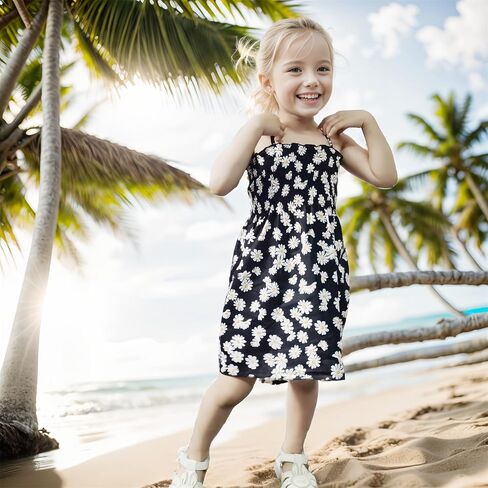 Girls Dresses, Toddler Dress, Little Toddler Girls' Flower Summer Strap Dresses,Backless Cute Floral Sundress for Kids in Kuwait