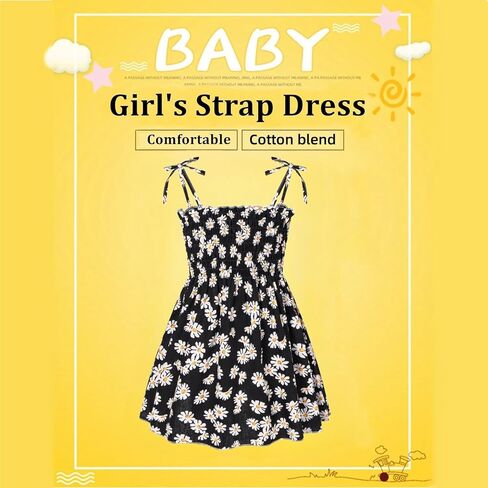 Girls Dresses, Toddler Dress, Little Toddler Girls' Flower Summer Strap Dresses,Backless Cute Floral Sundress for Kids in Kuwait