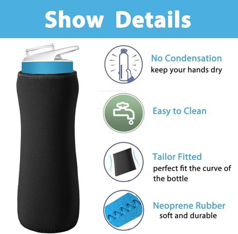Sleeve for Cirkul Water Bottle, 2PCS Water Bottle Sleeve for 22oz Cirkul Plastic and Stainless Steel Bottle Neoprene Insulated Water Bottle Cover for Retaining Temperature in Kuwait