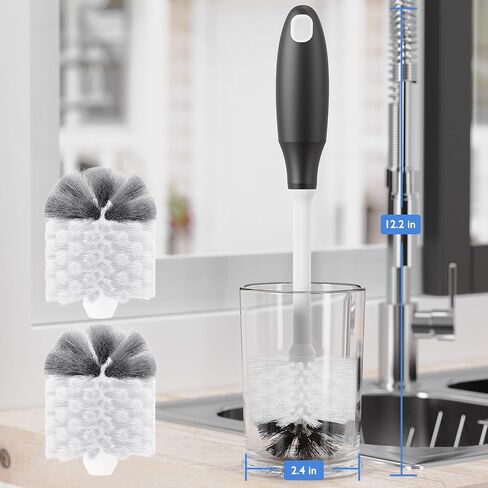 Baby Bottle Cleaning Brush with Replaceable Brush Head, Long Handle Water Bottles Scrubbers, Cup and Glass Brushes Cleaner for Washing and Scrubbing, 1 Pack in Saudi Arabia