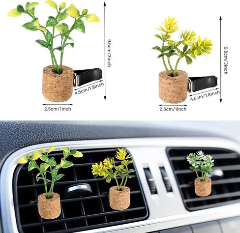 4 Piece Cute Succulents Car Air Freshener Vent Clip Car Plant Vent Decor Car Essential Oil Diffuser Artificial Plant Vent Accessory for Air Vent Freshener Charm Decor in Saudi Arabia