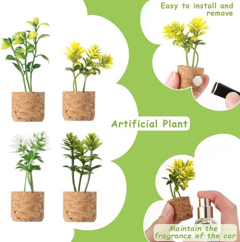 4 Piece Cute Succulents Car Air Freshener Vent Clip Car Plant Vent Decor Car Essential Oil Diffuser Artificial Plant Vent Accessory for Air Vent Freshener Charm Decor in Saudi Arabia