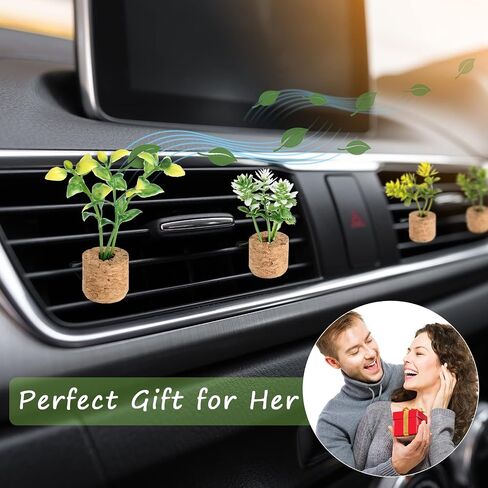 4 Piece Cute Succulents Car Air Freshener Vent Clip Car Plant Vent Decor Car Essential Oil Diffuser Artificial Plant Vent Accessory for Air Vent Freshener Charm Decor in Saudi Arabia