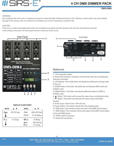SIRS-E DMX-DIM4 4 Channel DMX Dimmer Pack Double Output in Saudi Arabia