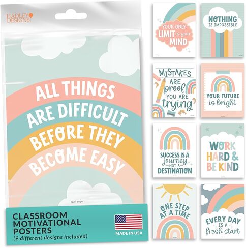 9 Boho Classroom Motivational Posters For Classroom Decor - Inspirational Posters For Classroom Posters Middle School Posters, Positive Posters For Classroom Decorations For Teachers Elementary in Saudi Arabia