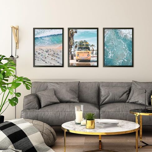 Beach Posters - Set of 6 Coastal Wall Art Beach Prints Decor/Ocean Blue Boardwalk, Beach Chair, Surfing Posters for Summer Seascape Room Decor/Beach Pictures Art/Palm Trees Decor (8x10 Inches) in Kuwait