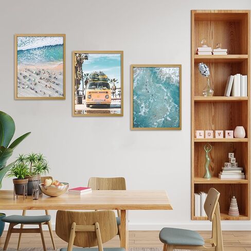 Beach Posters - Set of 6 Coastal Wall Art Beach Prints Decor/Ocean Blue Boardwalk, Beach Chair, Surfing Posters for Summer Seascape Room Decor/Beach Pictures Art/Palm Trees Decor (8x10 Inches) in Kuwait