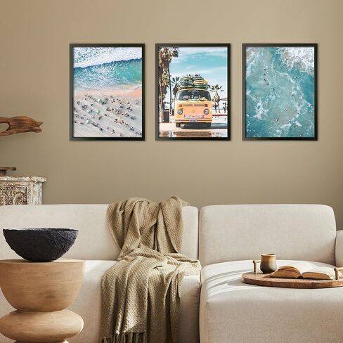 Beach Posters - Set of 6 Coastal Wall Art Beach Prints Decor/Ocean Blue Boardwalk, Beach Chair, Surfing Posters for Summer Seascape Room Decor/Beach Pictures Art/Palm Trees Decor (8x10 Inches) in Kuwait