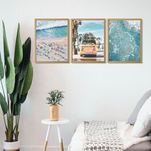 Beach Posters - Set of 6 Coastal Wall Art Beach Prints Decor/Ocean Blue Boardwalk, Beach Chair, Surfing Posters for Summer Seascape Room Decor/Beach Pictures Art/Palm Trees Decor (8x10 Inches) in Kuwait