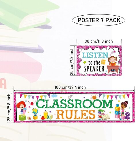 Classroom Rules Bulletin Board Set for Classroom Decorations Classroom Rules Posters Behavior Educational Good Habits Manners Chart for Kindergarten Preschool Primary Middle High School in Saudi Arabia