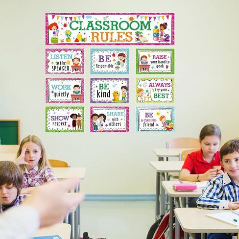 Classroom Rules Bulletin Board Set for Classroom Decorations Classroom Rules Posters Behavior Educational Good Habits Manners Chart for Kindergarten Preschool Primary Middle High School in Saudi Arabia