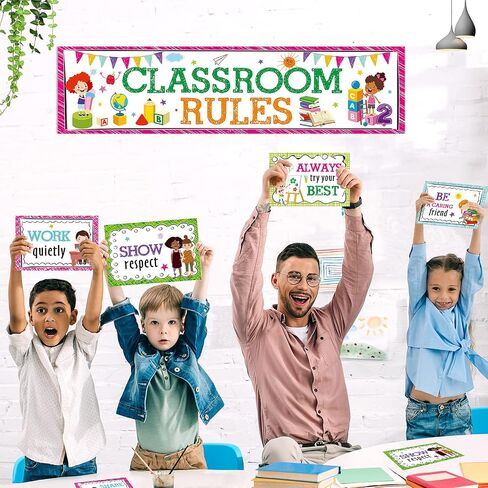 Classroom Rules Bulletin Board Set for Classroom Decorations Classroom Rules Posters Behavior Educational Good Habits Manners Chart for Kindergarten Preschool Primary Middle High School in Saudi Arabia