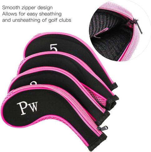 Golf Head Covers Golf Driver Head Cover Neoprene 10Pcs Neoprene Golf Club Iron Head Covers Putter Set Protector Case Golf Sory(Gray) (Pink) in Saudi Arabia