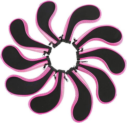 Golf Head Covers Golf Driver Head Cover Neoprene 10Pcs Neoprene Golf Club Iron Head Covers Putter Set Protector Case Golf Sory(Gray) (Pink) in Saudi Arabia