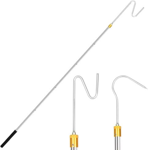 Clothes Hook Pole，30-74 inch Adjustable Extension bar Hooks.for Christmas Light Hook Poles, high Reach Garment Hook, Closet Hook Pole, Comfort Foam Handles (with Two Long Hooks) in Kuwait