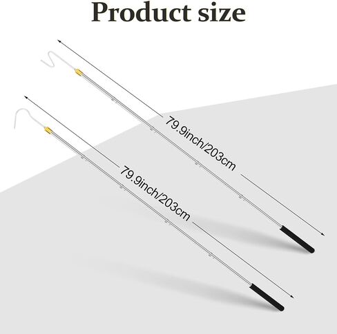 Clothes Hook Pole，30-74 inch Adjustable Extension bar Hooks.for Christmas Light Hook Poles, high Reach Garment Hook, Closet Hook Pole, Comfort Foam Handles (with Two Long Hooks) in Kuwait