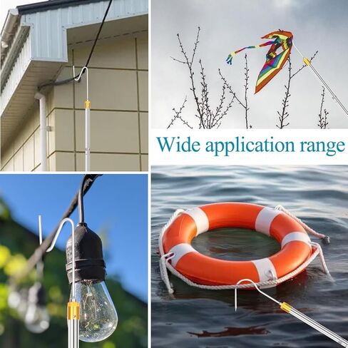 Clothes Hook Pole，30-74 inch Adjustable Extension bar Hooks.for Christmas Light Hook Poles, high Reach Garment Hook, Closet Hook Pole, Comfort Foam Handles (with Two Long Hooks) in Kuwait