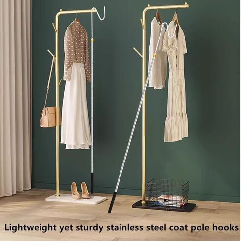 Clothes Hook Pole，30-74 inch Adjustable Extension bar Hooks.for Christmas Light Hook Poles, high Reach Garment Hook, Closet Hook Pole, Comfort Foam Handles (with Two Long Hooks) in Kuwait