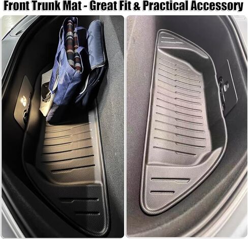 KIKIMO لـ Tesla Model X Frunk Mats Mats 6/7 Seater & Model X Plaid 2024 2023 2022، لملحقات Tesla Model X، غطاء خلفي للمقعد لتخزين جميع الأحوال الجوية مع مسند الظهر حصيرة مخصصة مناسبة لـ Tesla in Kuwait
