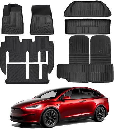 KIKIMO لـ Tesla Model X Frunk Mats Mats 6/7 Seater & Model X Plaid 2024 2023 2022، لملحقات Tesla Model X، غطاء خلفي للمقعد لتخزين جميع الأحوال الجوية مع مسند الظهر حصيرة مخصصة مناسبة لـ Tesla in Kuwait