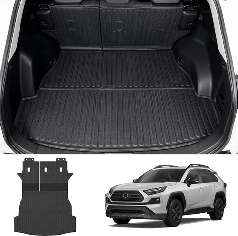 بطانة كارسا للشحن مع سجادات مسند الظهر 2 في 1 لملحقات Toyota RAV4 2019-2024، أغطية خلفية لمقعد السيارة من مادة TPE مناسبة لجميع الأحوال الجوية لـ RAV4 in Kuwait