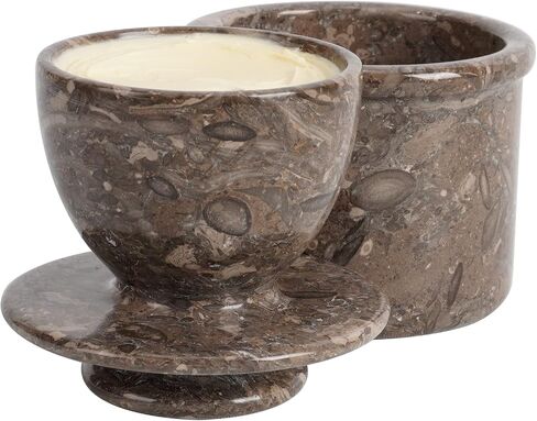 Radicaln Butter Dish Keeper Brown Handmade Marble Cold Crock Butter Holder Pot - French Style Deep Covered Butter with Lid in Saudi Arabia