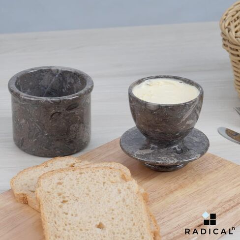 Radicaln Butter Dish Keeper Brown Handmade Marble Cold Crock Butter Holder Pot - French Style Deep Covered Butter with Lid in Saudi Arabia
